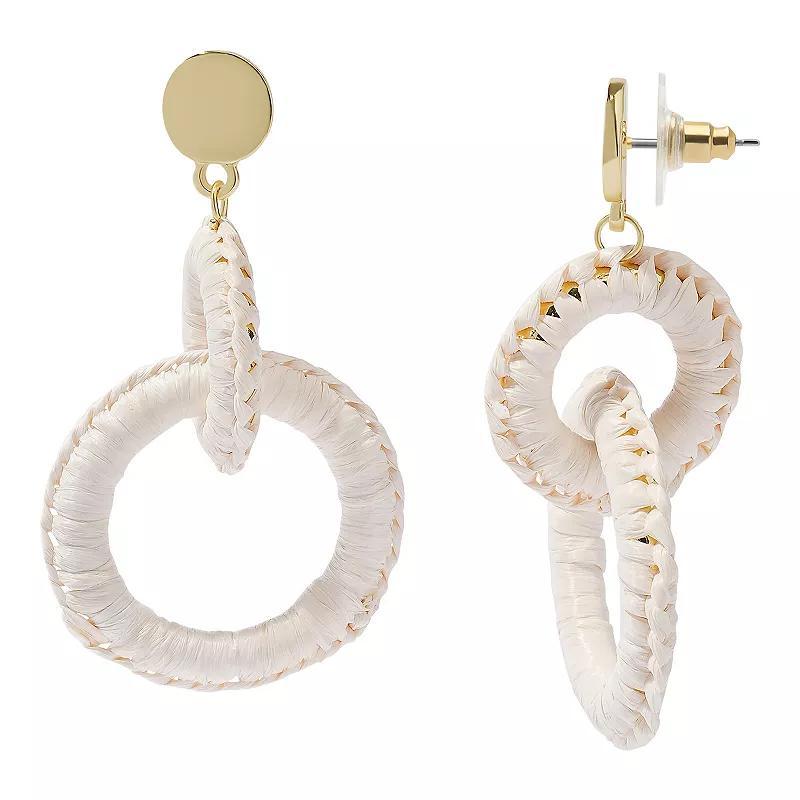 Sonoma Goods For Life Gold Tone Cream Raffia Links Drop Earrings, Womens, White Product Image