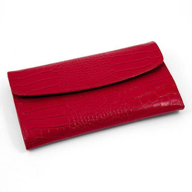 Bey-Berk Crocodile Leather Jewelry Clutch, Womens, Red Product Image