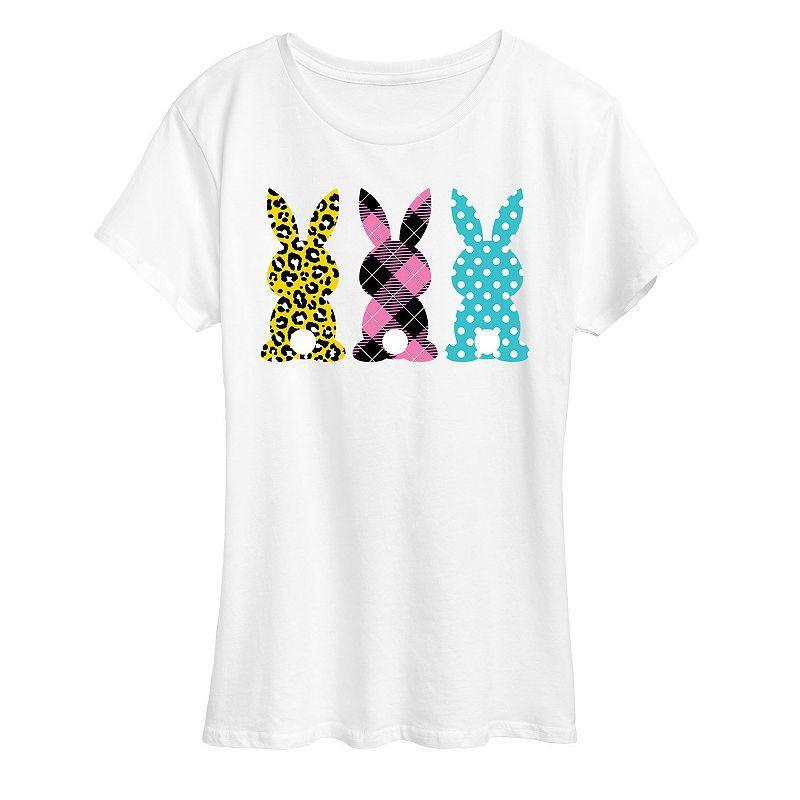 Womens Patterned Bunnies Graphic Tee Grey Gray Product Image