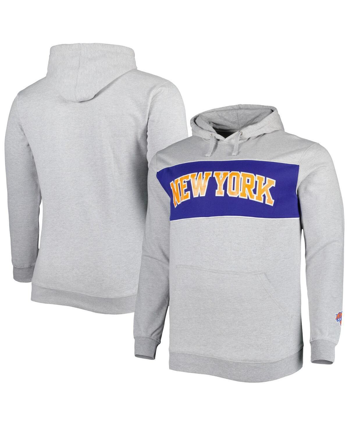 Mens Fanatics Branded Heather Gray New York Knicks Big & Tall Wordmark Pullover Hoodie Product Image