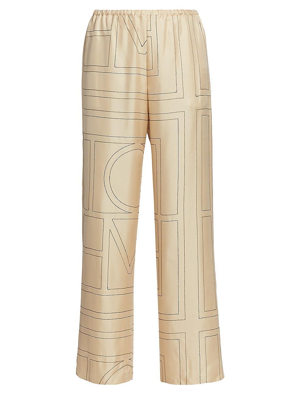 Womens Monogram Stitch Silk Pants Product Image