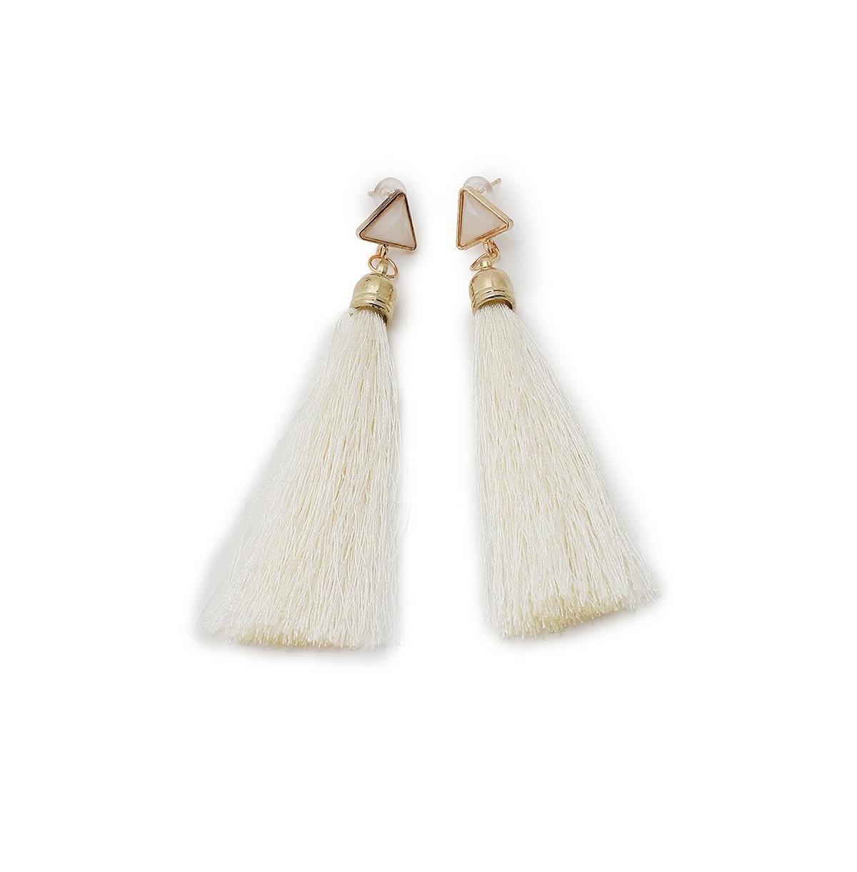 Sohi Womens White Minimal Hoop Earrings Product Image