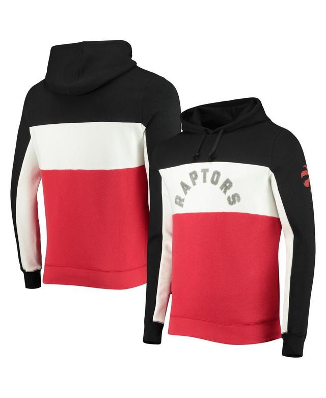 Mens Junk Food Black/White Toronto Raptors Wordmark Colorblock Fleece Pullover Hoodie Product Image