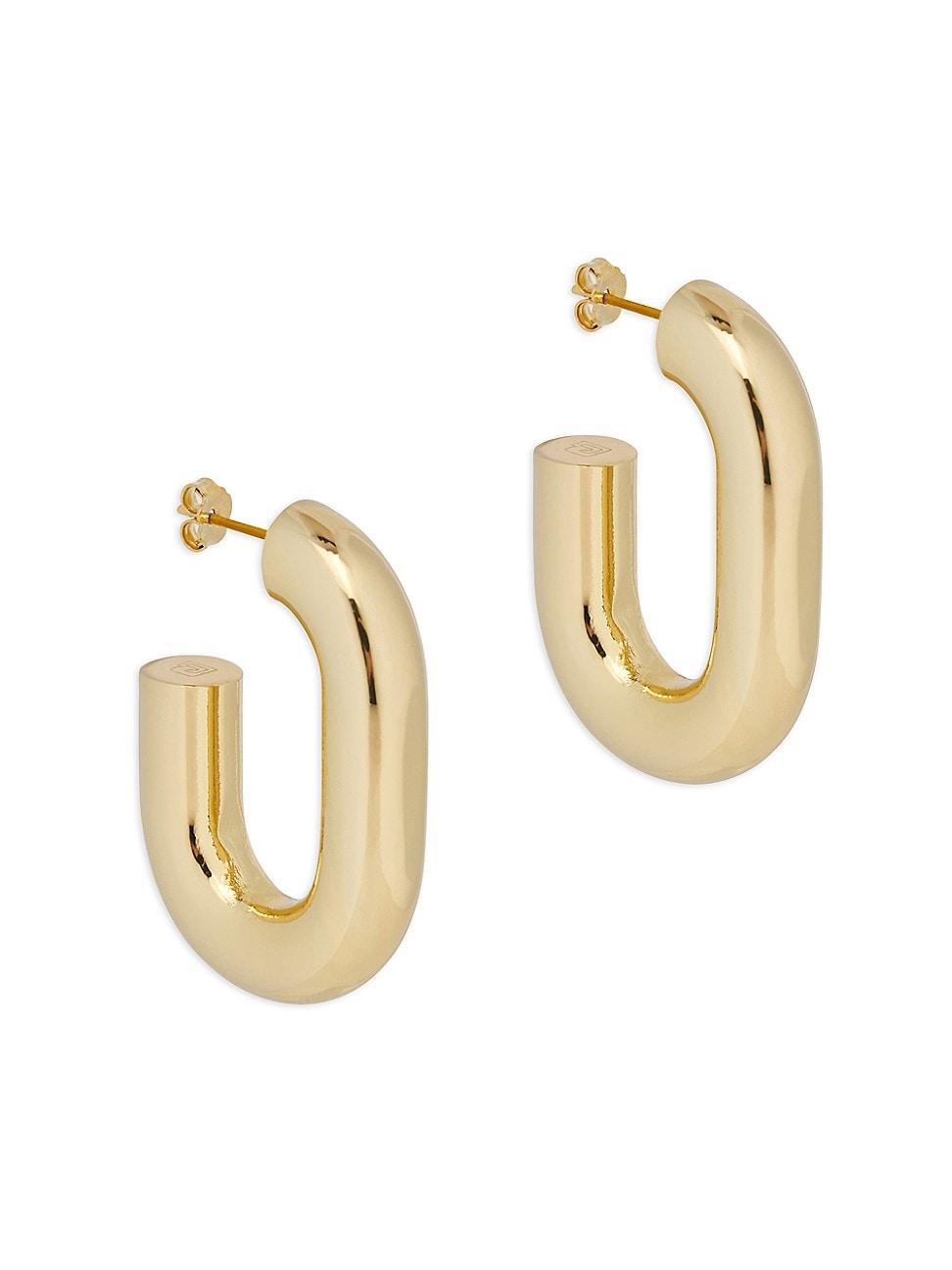 Womens XL Link Goldtone Oval Hoop Earrings Product Image