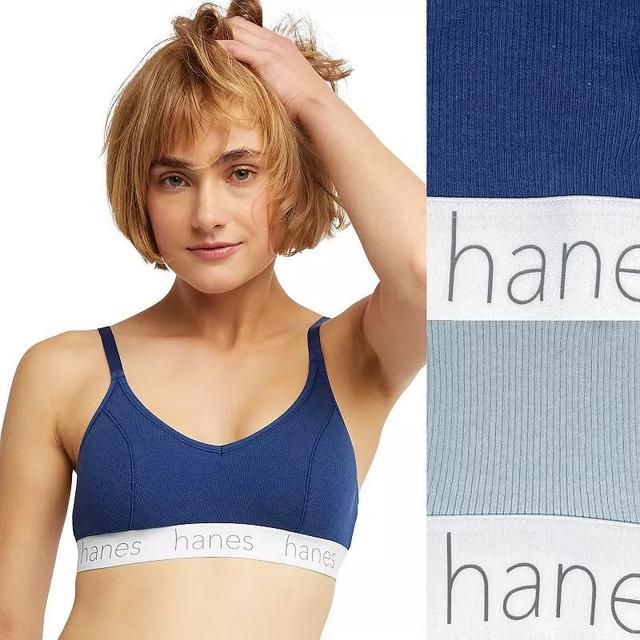 Hanes Originals Ultimate 2-Pack Stretch Cotton Triangle Bralette DHO101, Womens Chilled Purple Product Image