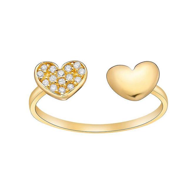 Lila Moon 10k Gold Cubic Zirconia Double Heart Adjustable Toe Ring, Womens, Yellow Product Image