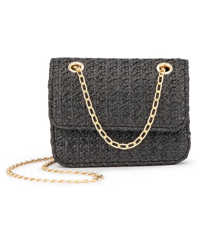 Olivia Miller Mini Straw Crossbody Bag, One Size , Black Product Image