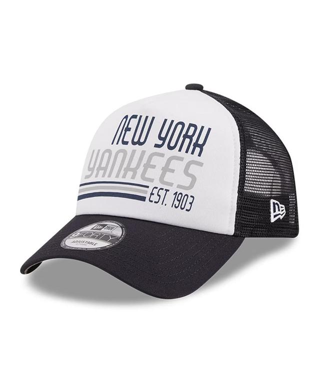 New Era Mens New York Yankees New Era Yankees A Frame Stacked Trucker Cap - Mens White/Navy Product Image