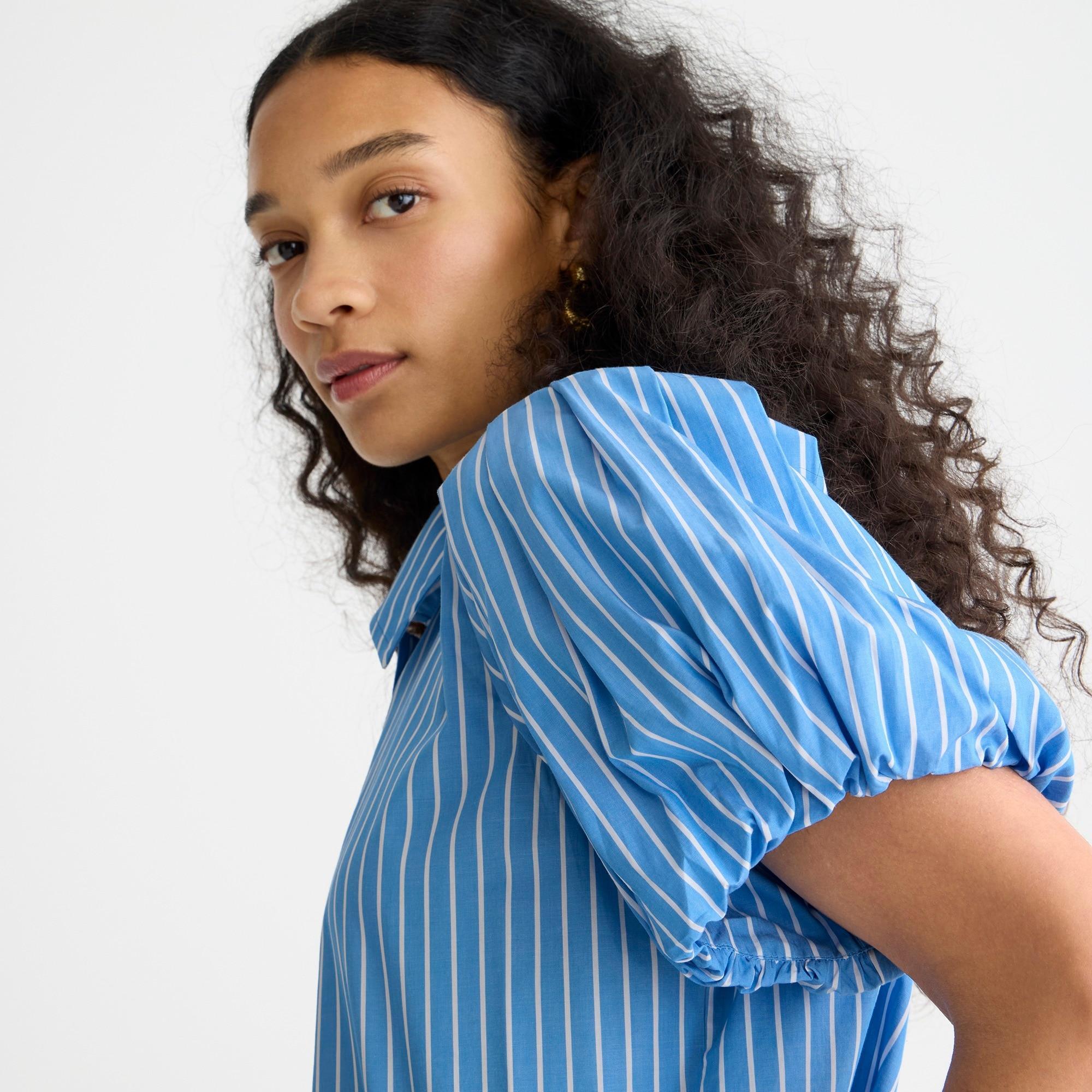 Gamine puff-sleeve shirt in stripe Product Image