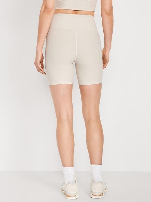 High-Waisted PowerSoft Ribbed Biker Shorts -- 6-inch inseam Product Image