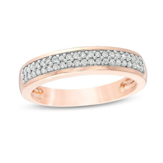 Men's 1/3 CT. T.w. Diamond Double Row Wedding Band in 10K Rose Gold Product Image