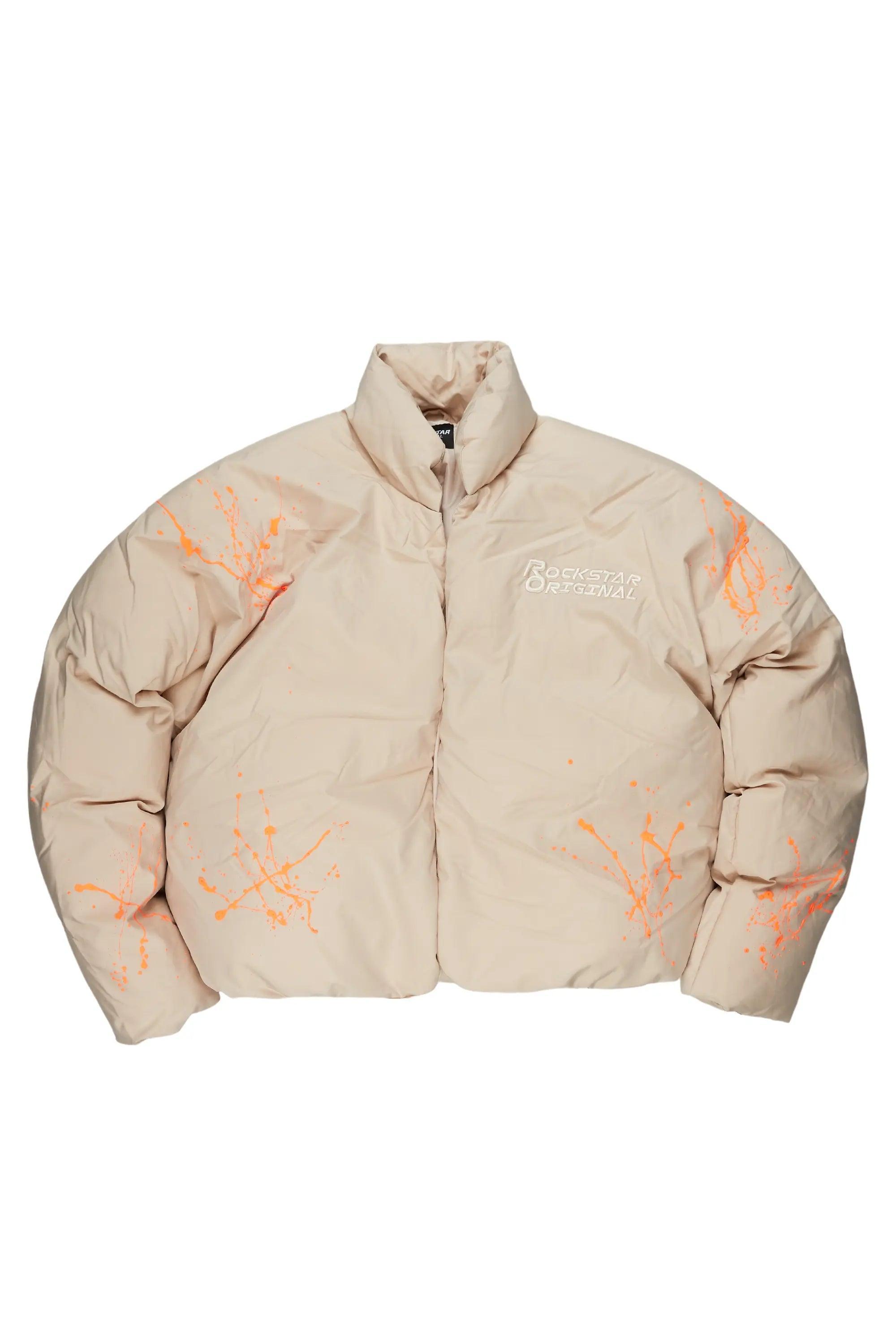 Rabbie Beige/Orange Puffer Jacket Male Product Image