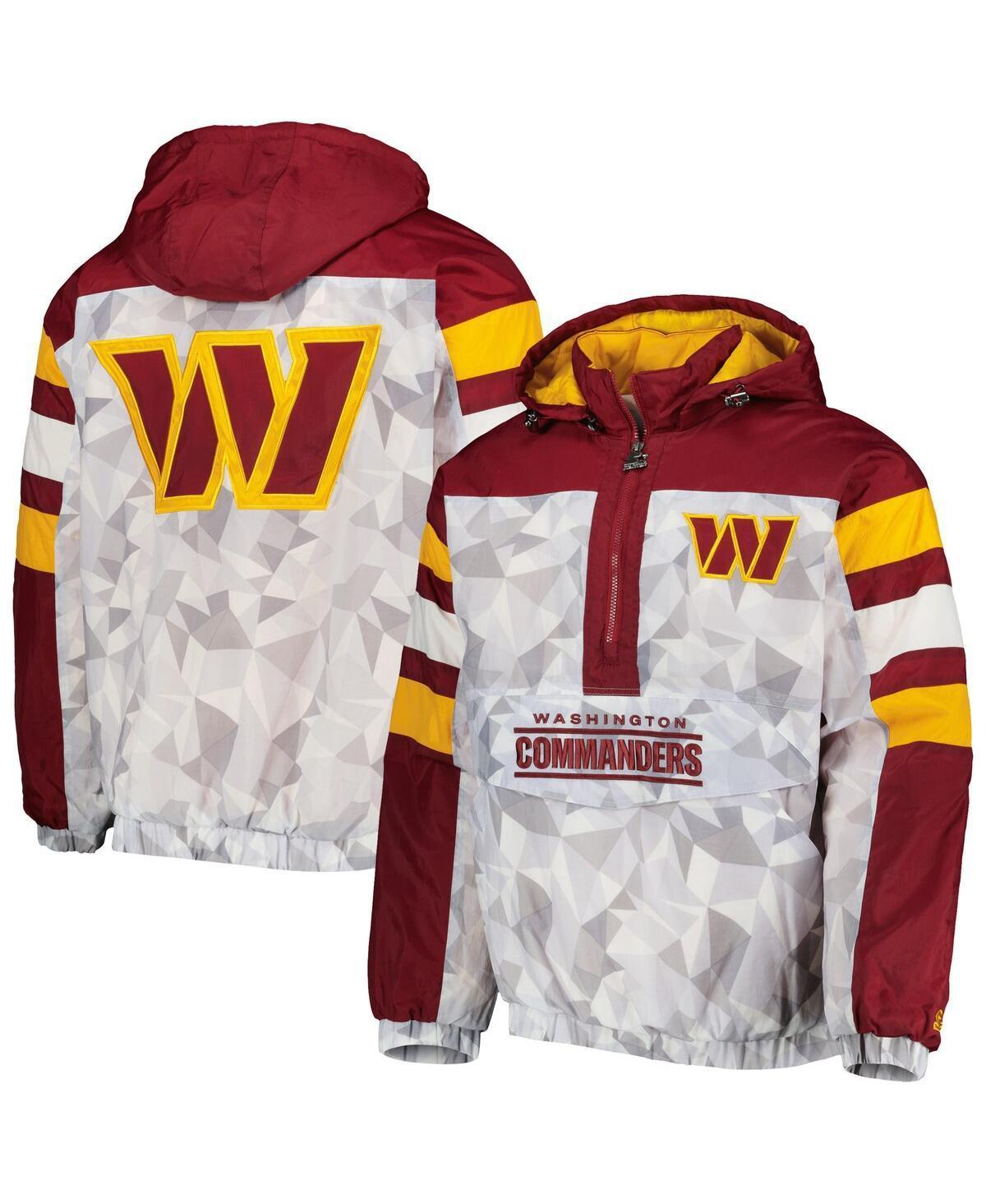 Mens Starter White Washington Commanders Thursday Night Gridiron Raglan Half-Zip Hooded Jacket - White Product Image