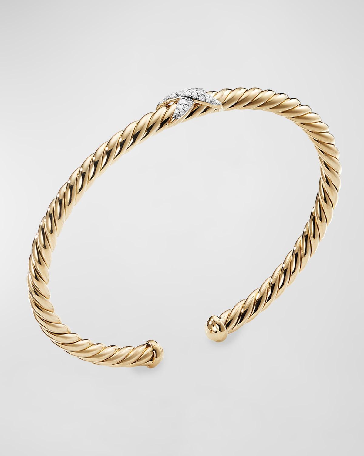 Womens X Bracelet with Diamonds in Gold Product Image