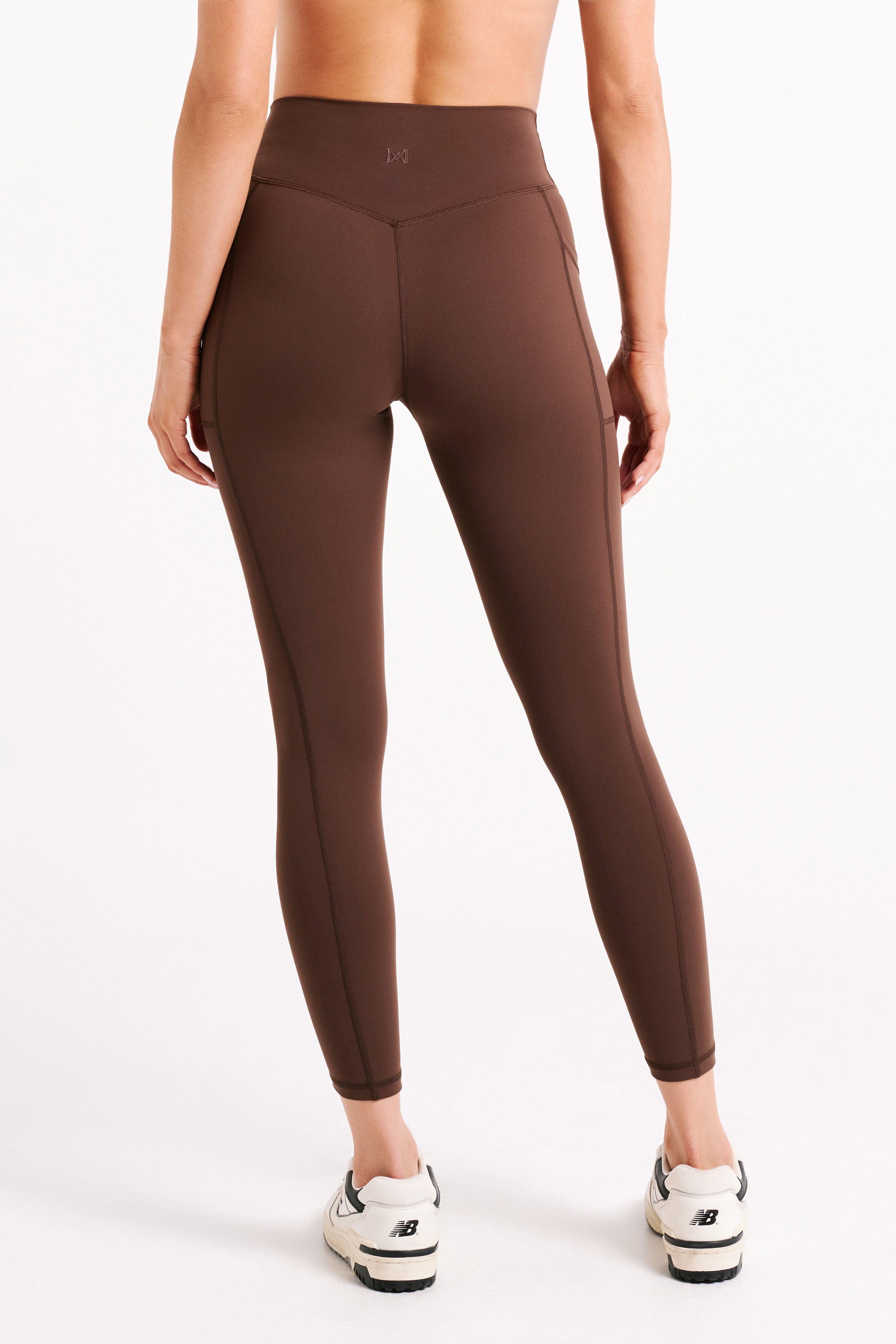 Briar V Back Leggings With Pockets - Dark Chocolate Product Image