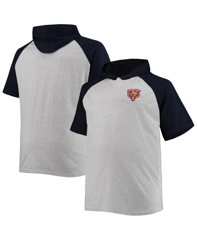 Mens Heathered Gray/Navy Chicago Bears Big & Tall Raglan Short Sleeve Pullover Hoodie Product Image