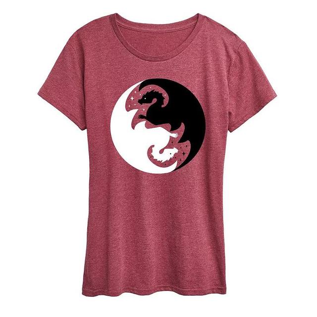 Womens Yin Yang Dragons Graphic Tee Grey Royal Blue Product Image