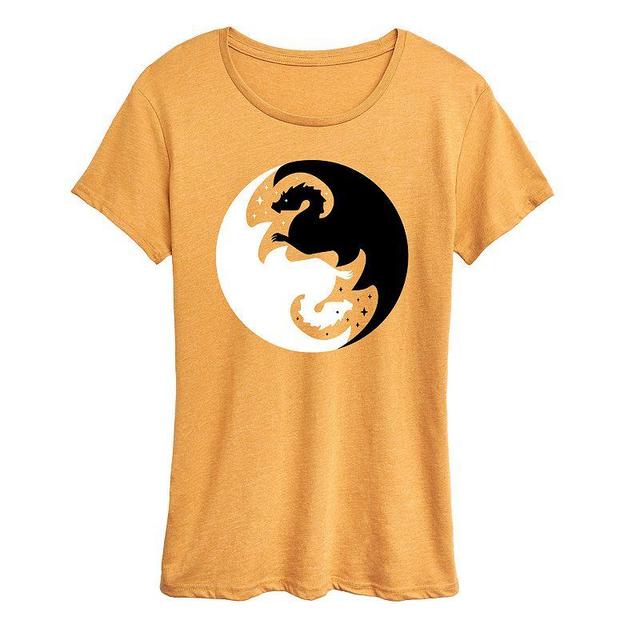 Womens Yin Yang Dragons Graphic Tee Grey Royal Blue Product Image