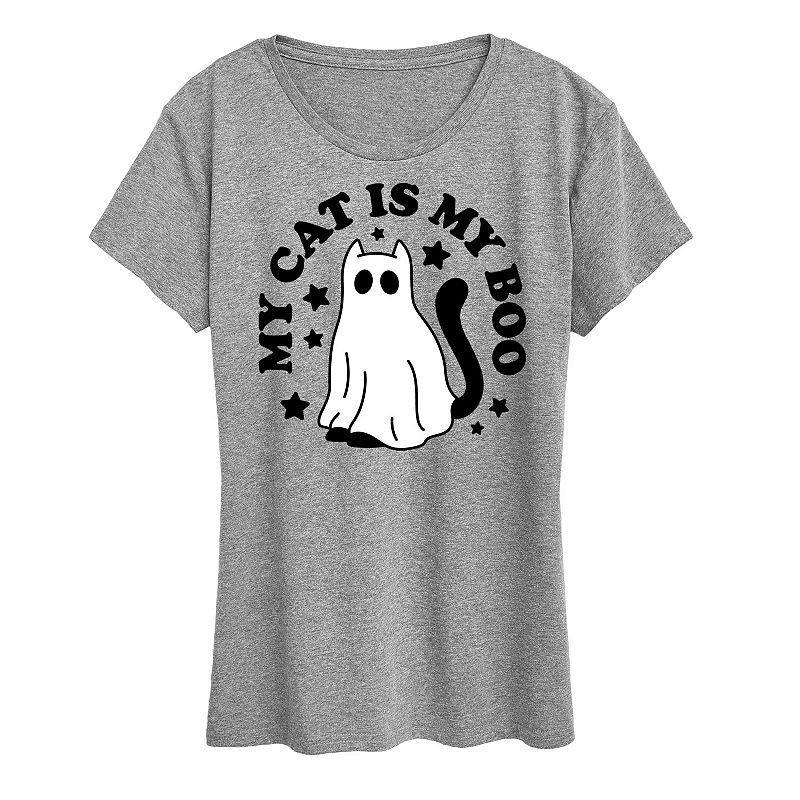 Instant Message Womens Womens Tee Shirts HEATHER Gray My Cat Is My Boo Graphic Tee - Women, Juniors, Plus & Petite Plus Product Image