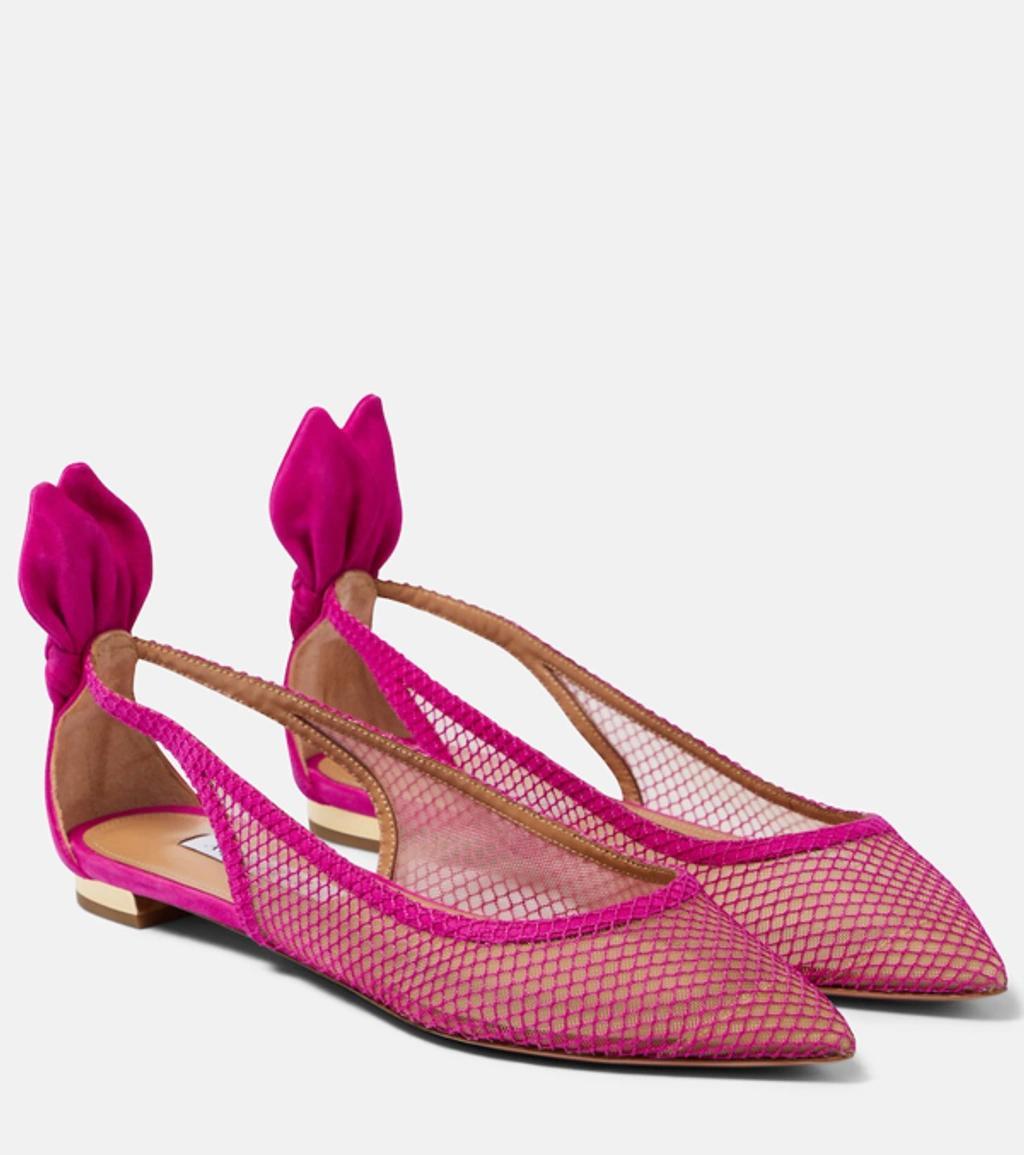 Bow Tie Mesh Ballet Flats In Pink product image