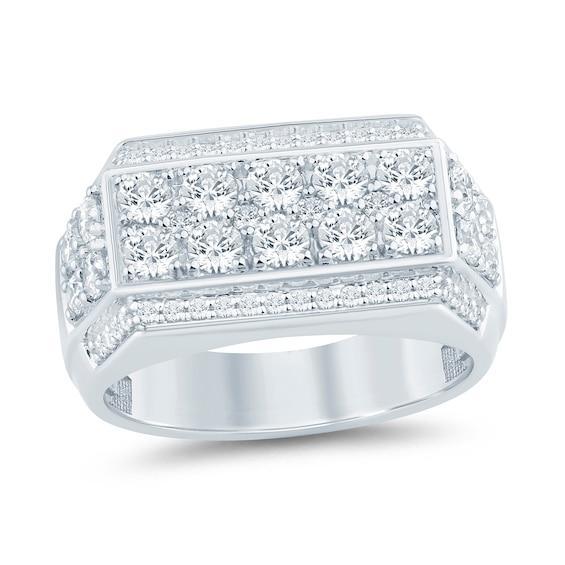 Men's 2 CT. T.w. Certified Lab-Created Diamond Signet-Style Ring in 10K White Gold (F/Si2) Product Image