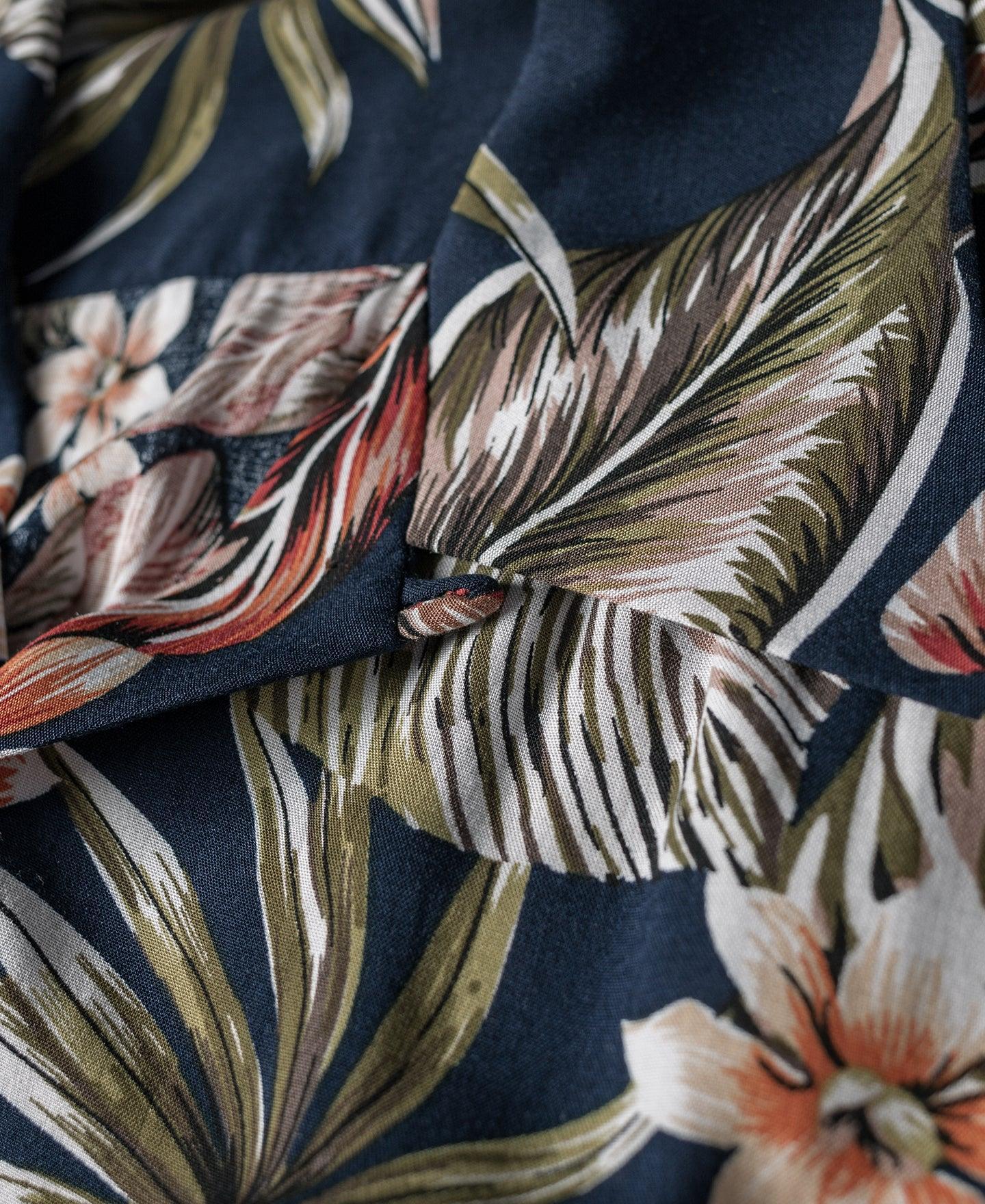 Plants & Flowers Pattern Aloha Shirt - Navy Product Image