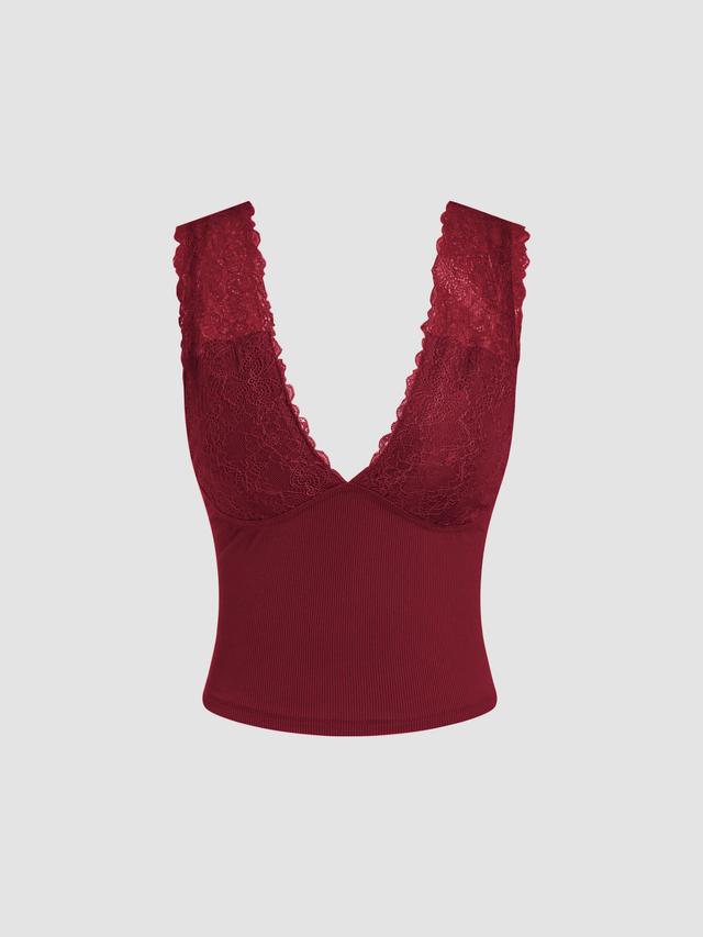 Lace V-neck Cami Crop Top Product Image