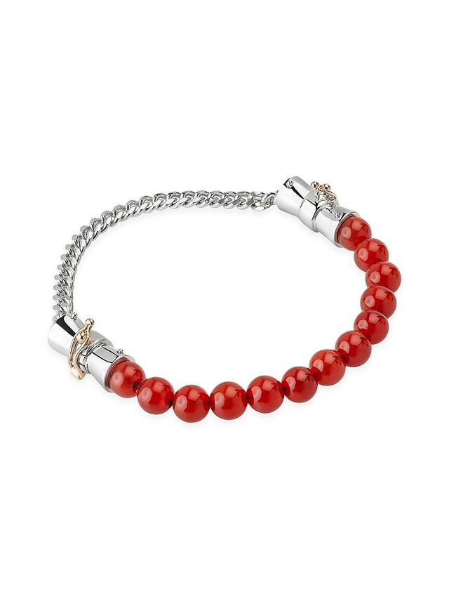 Mens pico Large Carnelian & Sterling Silver Beaded Bracelet Product Image