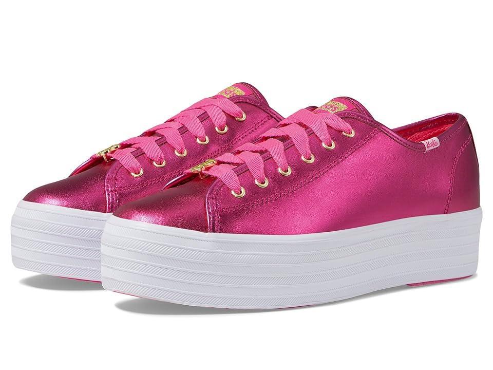 Keds X Barbie Triple Up Lace-Up Metallic Leather) Women's Shoes Product Image