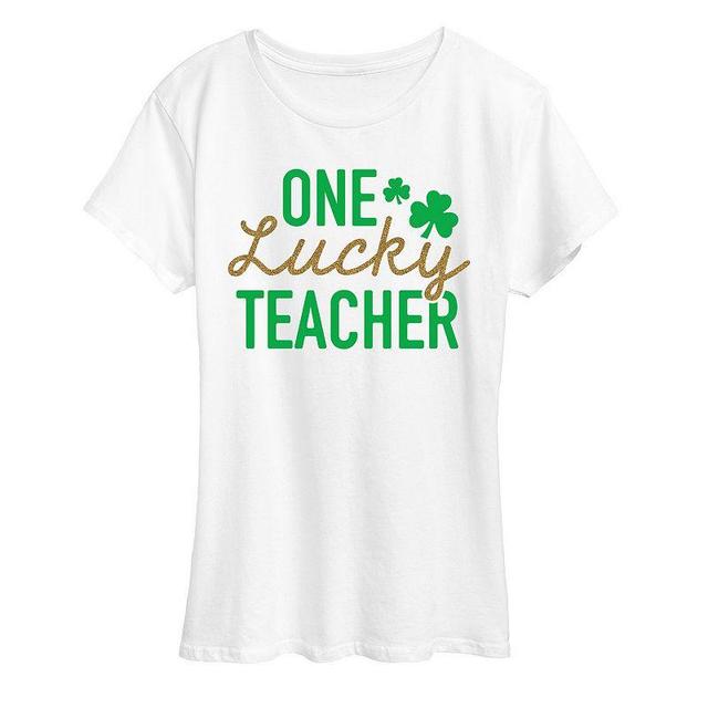 Womens One Lucky Teacher Graphic Tee, Girls Product Image