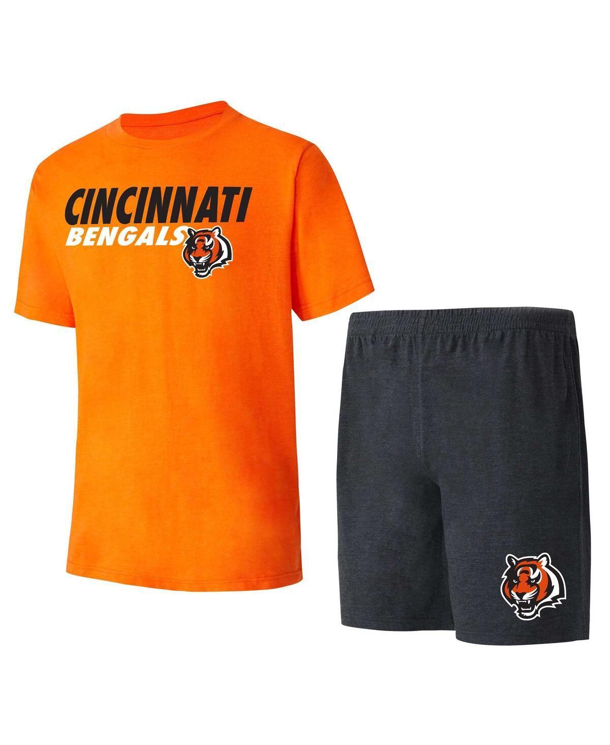 Mens Concepts Sport /Orange Cincinnati Bengals Meter T-Shirt & Shorts Sleep Set Product Image