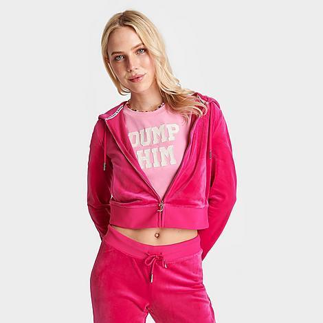 Womens Juicy Couture OG Big Bling Velour Zip-Up Hoodie Product Image