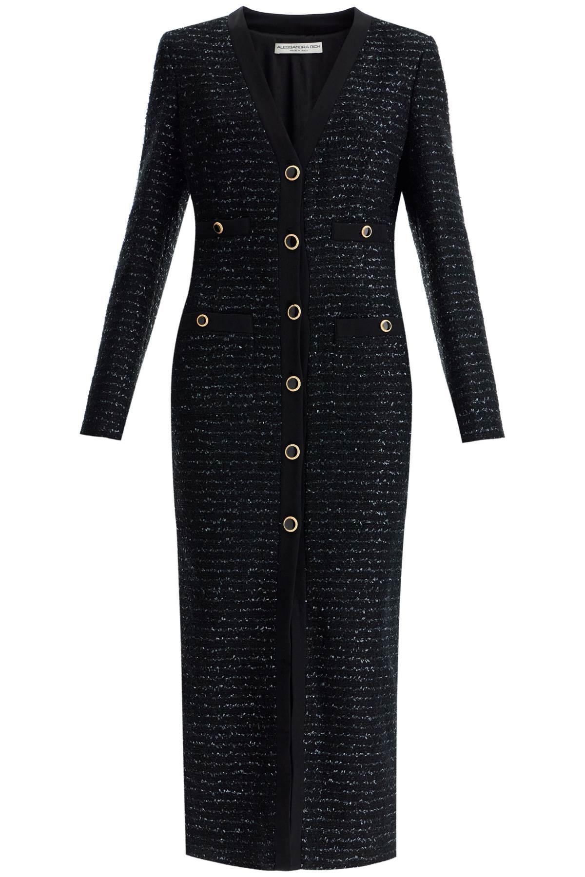 ALESSANDRA RICH Sequinned Tweed Midi Dress In Black Product Image