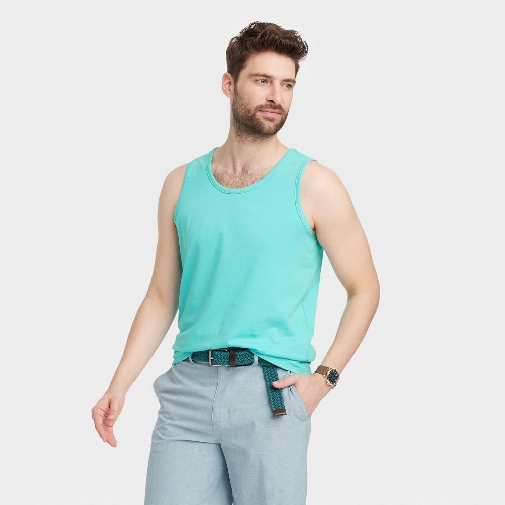 Mens Round Neck Tank Top - Goodfellow & Co Turquoise Blue XL Product Image