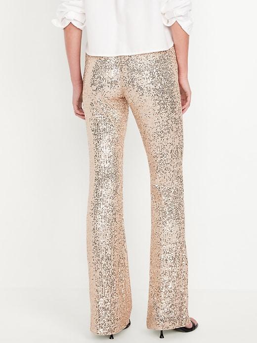 High-Waisted Sequin Flare Pants Product Image