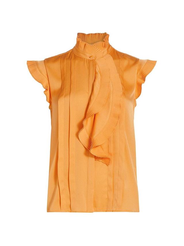 Womens Chloe Silk Pleated Blouse Product Image