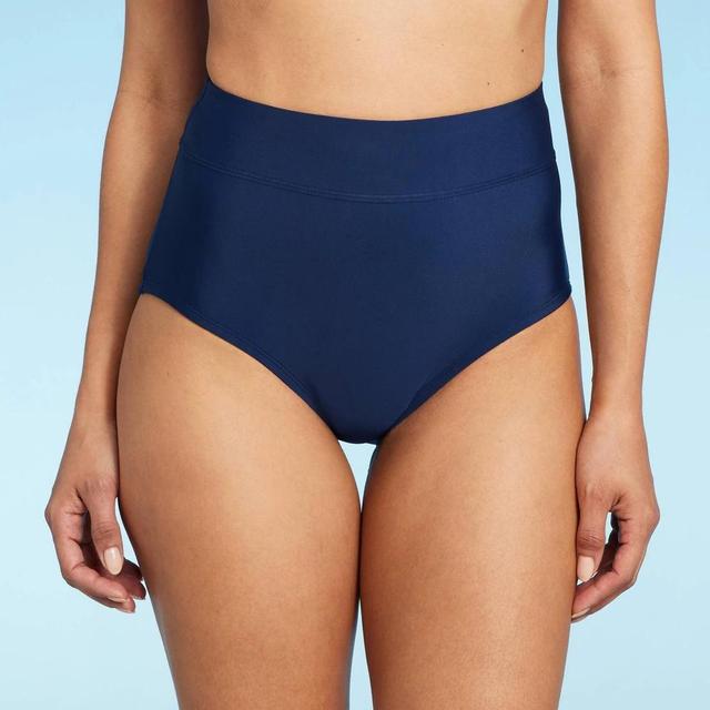 Womens Tummy Control High Waist Bikini Bottom - Kona Sol Navy Blue L Product Image