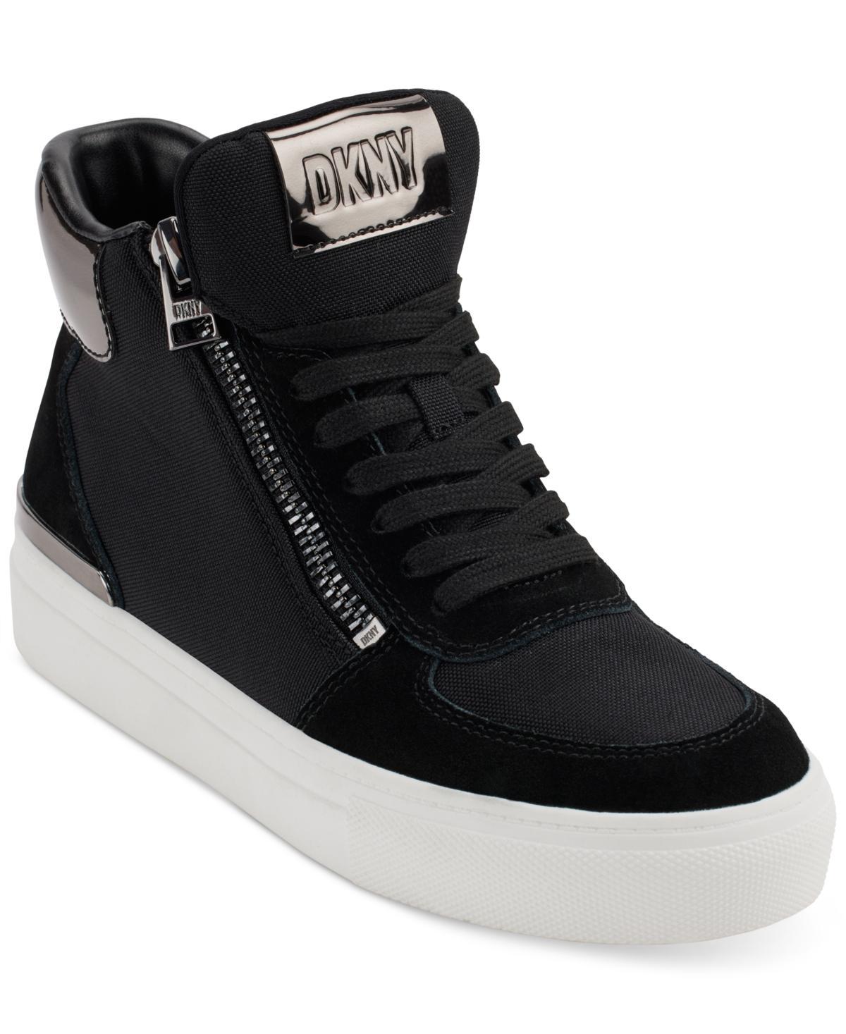 Dkny Womens Cindell Lace-Up Zipper High Top Sneakers - Pebble/ Product Image