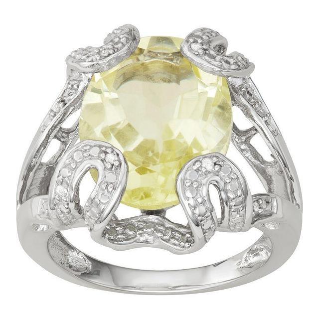 Jewelexcess Sterling Silver Green Quartz & Diamond Accent Ring, Womens White Product Image