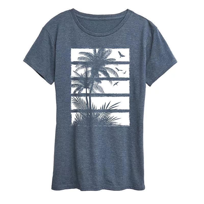 Womens Palm Tree Silhouette Panels Graphic Tee Product Image