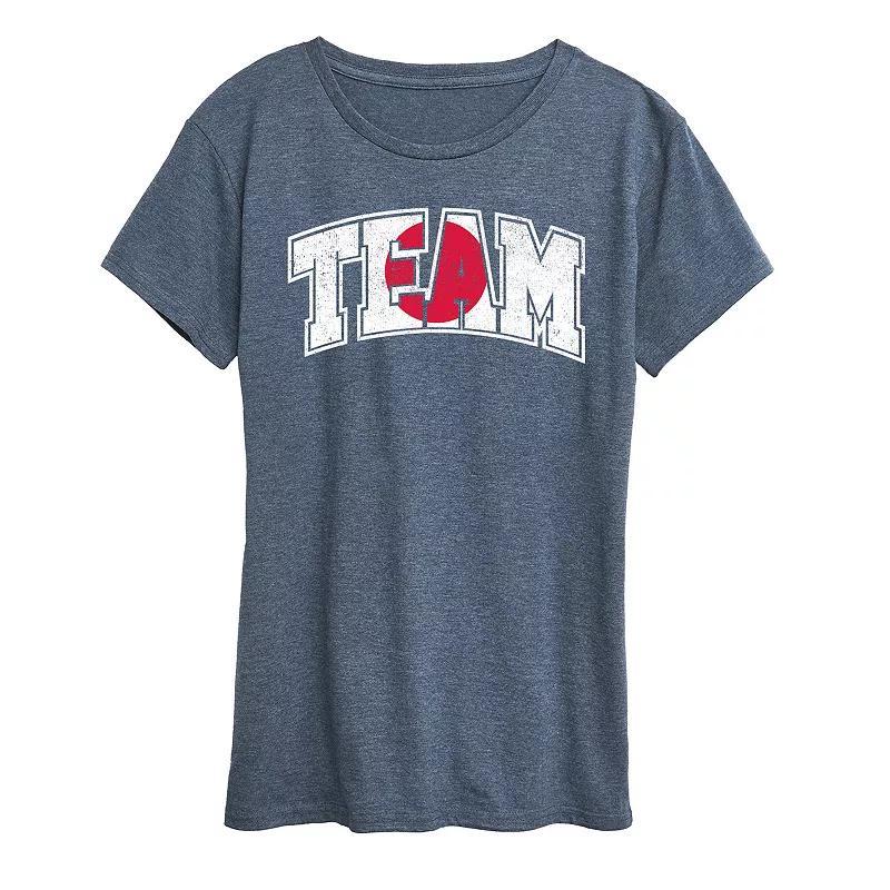 Womens Team Japan Graphic Tee Grey Royal Blue Product Image