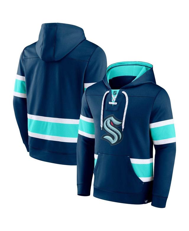 Mens Fanatics Deep Sea Blue Seattle Kraken Powerplay Warrior Pullover Hoodie Product Image