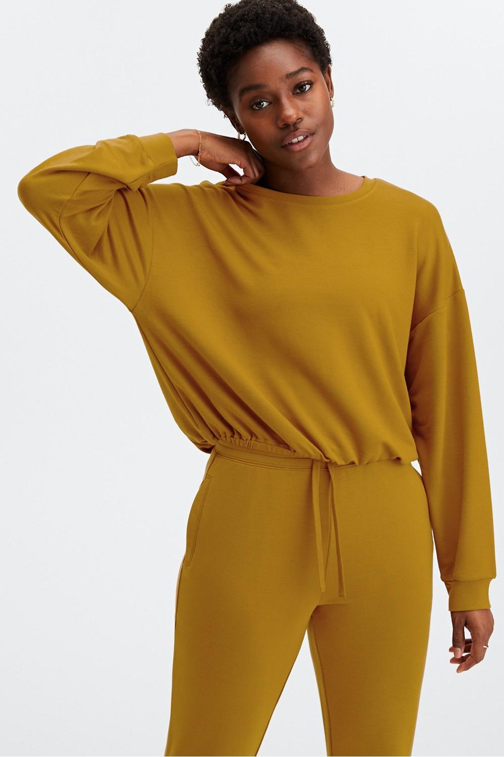 Fabletics Luxe Cinched Pullover Womens yellow Size M Product Image