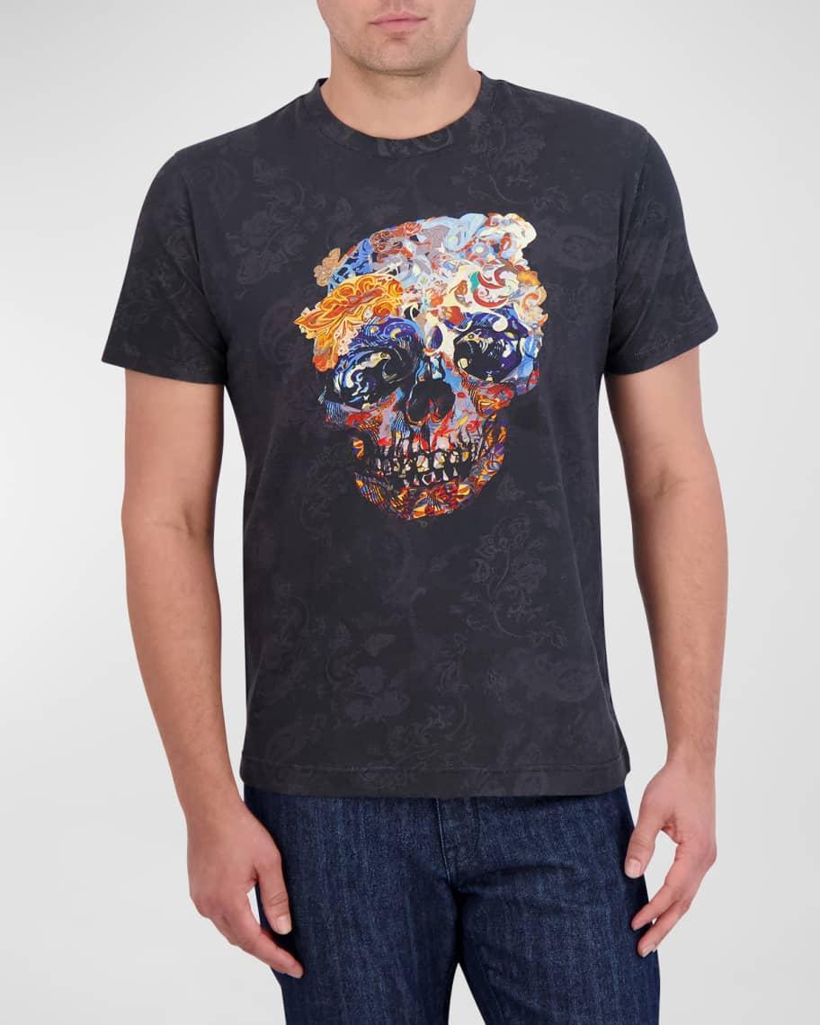 Mens Skull Scrolls Cotton T-Shirt Product Image