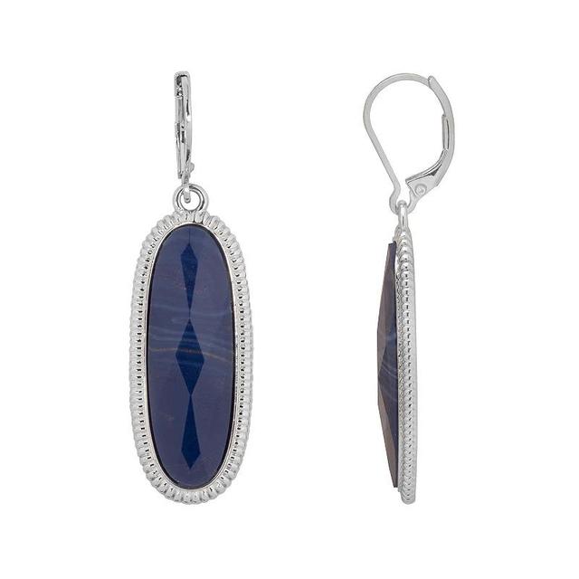 Emberly Silver Tone Large Stone Drop Earrings, Womens, Blue Product Image