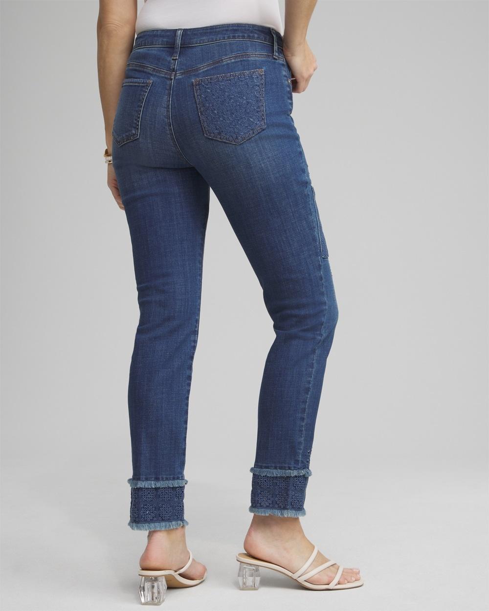 Petite Girlfriend Double Fray Ankle Jeans Product Image