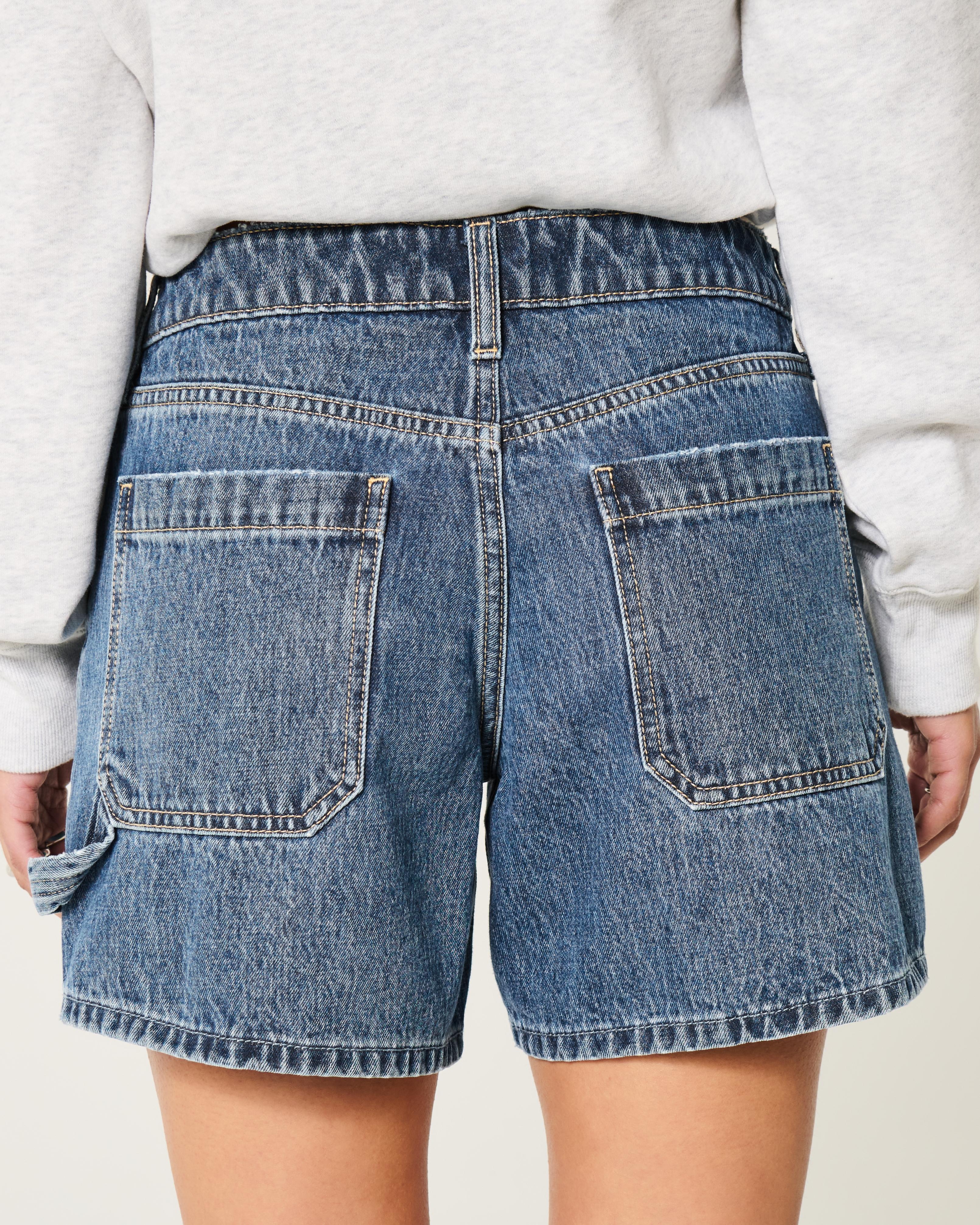 Low-Rise Light Wash Baggy Denim Carpenter Shorts 5" Product Image