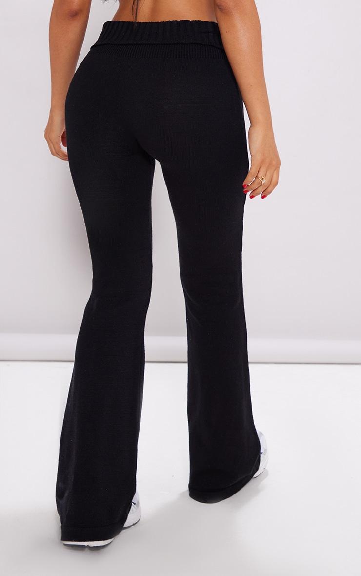 Petite Black Knitted Fold Over Flared Pants Product Image