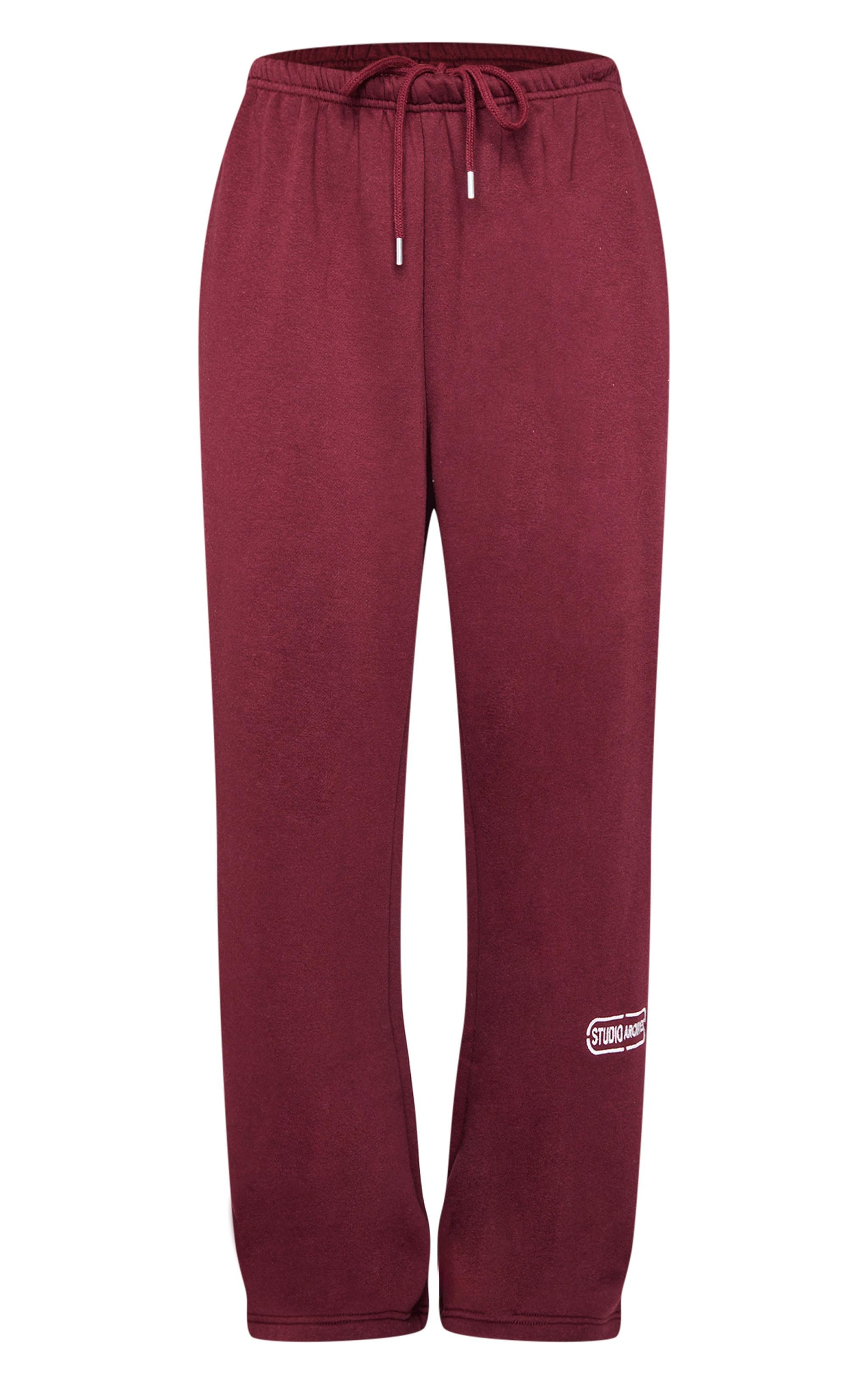 Burgundy Thin Waistband Drop Crotch Sweatpants Product Image