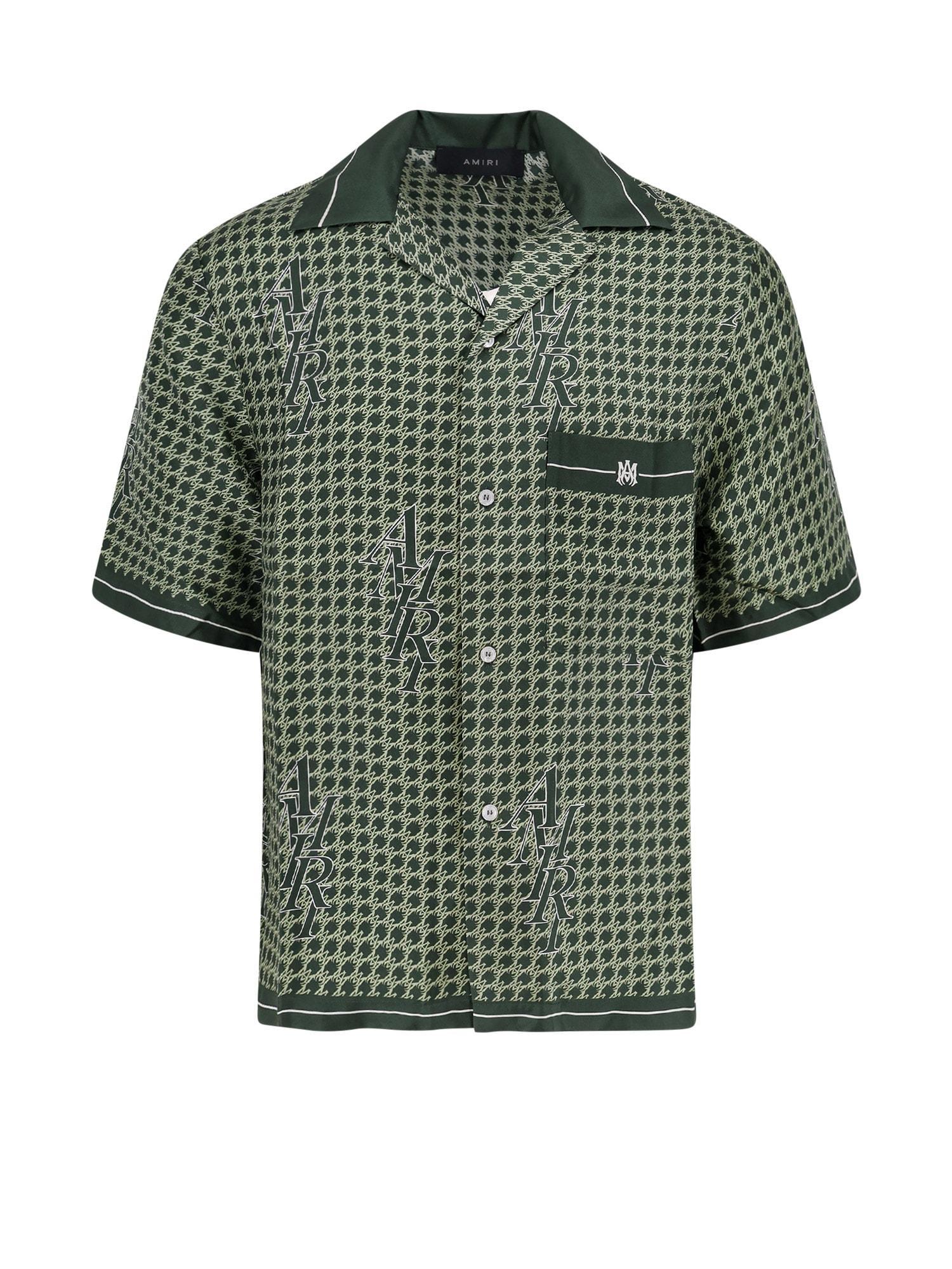 Houndstooth Bowling Shirt For Men In Green Product Image